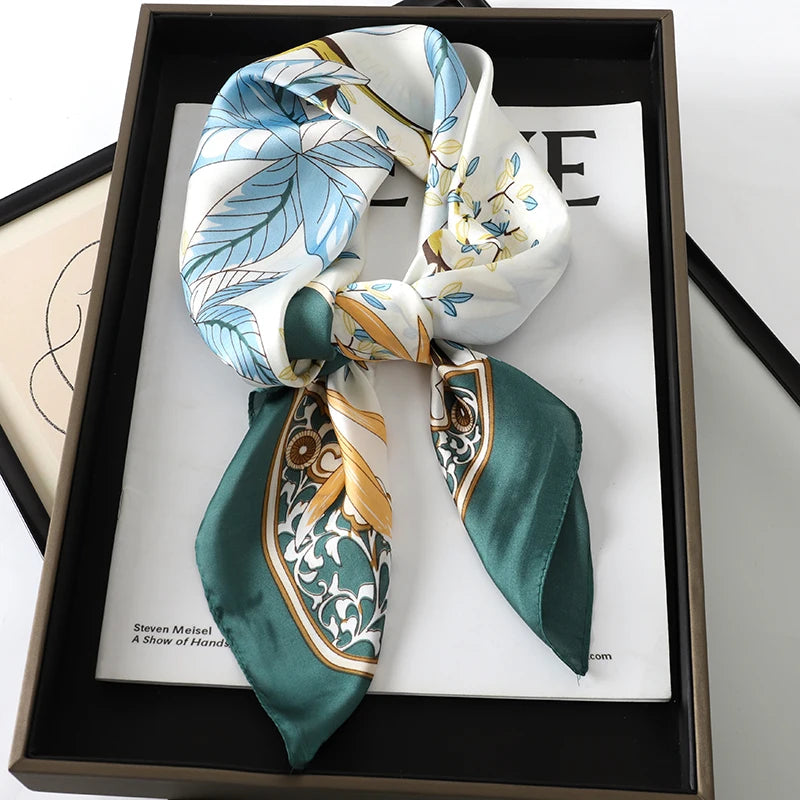 Luxury Silk Cat Print Scarf - Womens Neck Hair Tie Bandana Foulard 70cm - ZOOMNSTORE