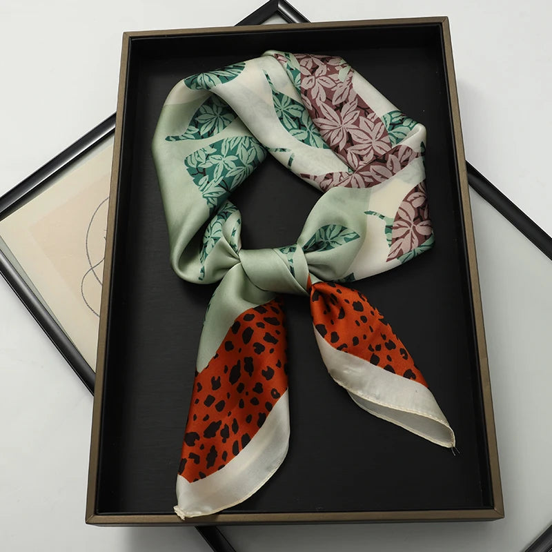 Luxury Silk Cat Print Scarf - Womens Neck Hair Tie Bandana Foulard 70cm - ZOOMNSTORE