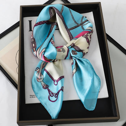 Luxury Silk Cat Print Scarf - Womens Neck Hair Tie Bandana Foulard 70cm - ZOOMNSTORE