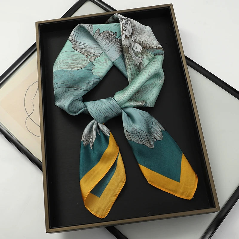 Luxury Silk Cat Print Scarf - Womens Neck Hair Tie Bandana Foulard 70cm - ZOOMNSTORE