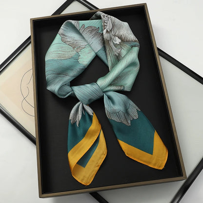 Luxury Silk Cat Print Scarf - Womens Neck Hair Tie Bandana Foulard 70cm - ZOOMNSTORE