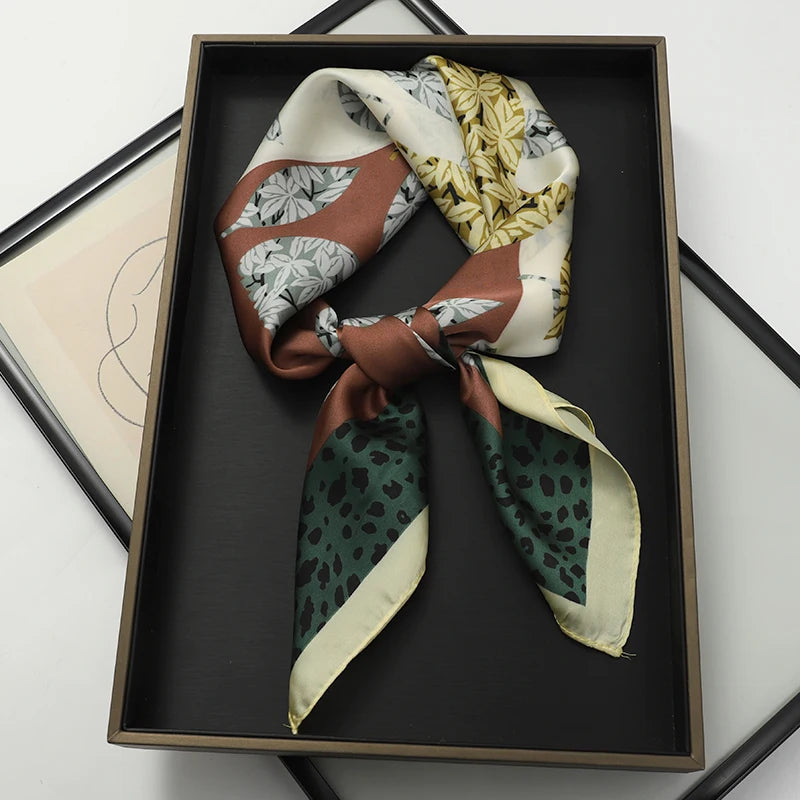 Luxury Silk Cat Print Scarf - Womens Neck Hair Tie Bandana Foulard 70cm - ZOOMNSTORE