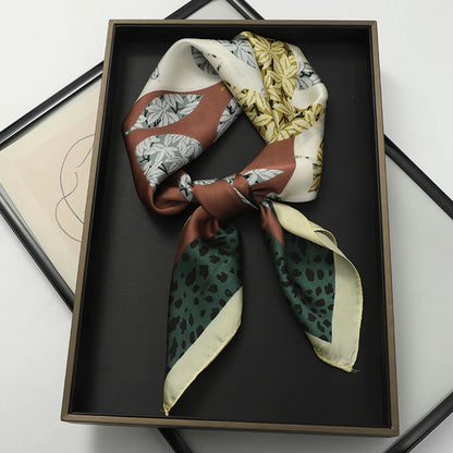 Luxury Silk Cat Print Scarf - Womens Neck Hair Tie Bandana Foulard 70cm - ZOOMNSTORE