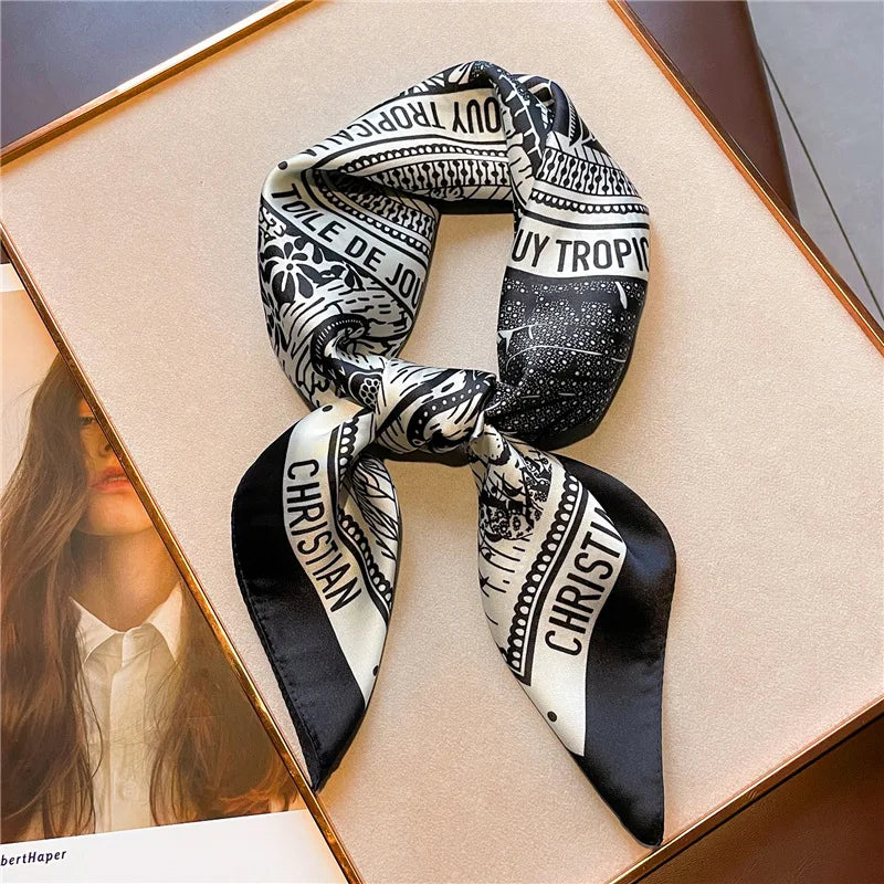Luxury Silk Square Scarf - 70cm Satin Neck Tie  Hair Bandana for Women - ZOOMNSTORE