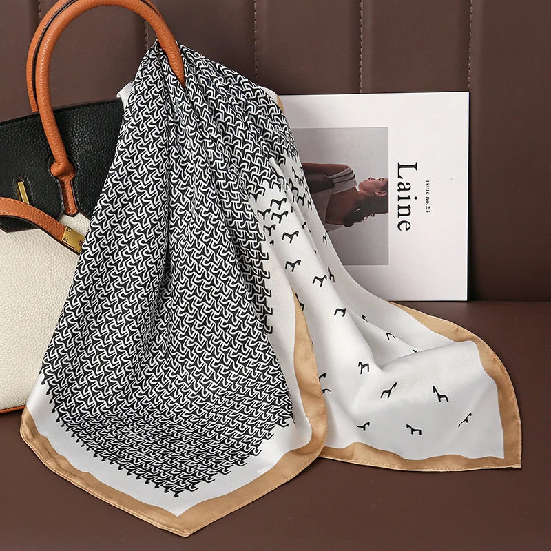 Luxury Silk Square Scarf - 70cm Satin Neck Tie  Hair Bandana for Women - ZOOMNSTORE