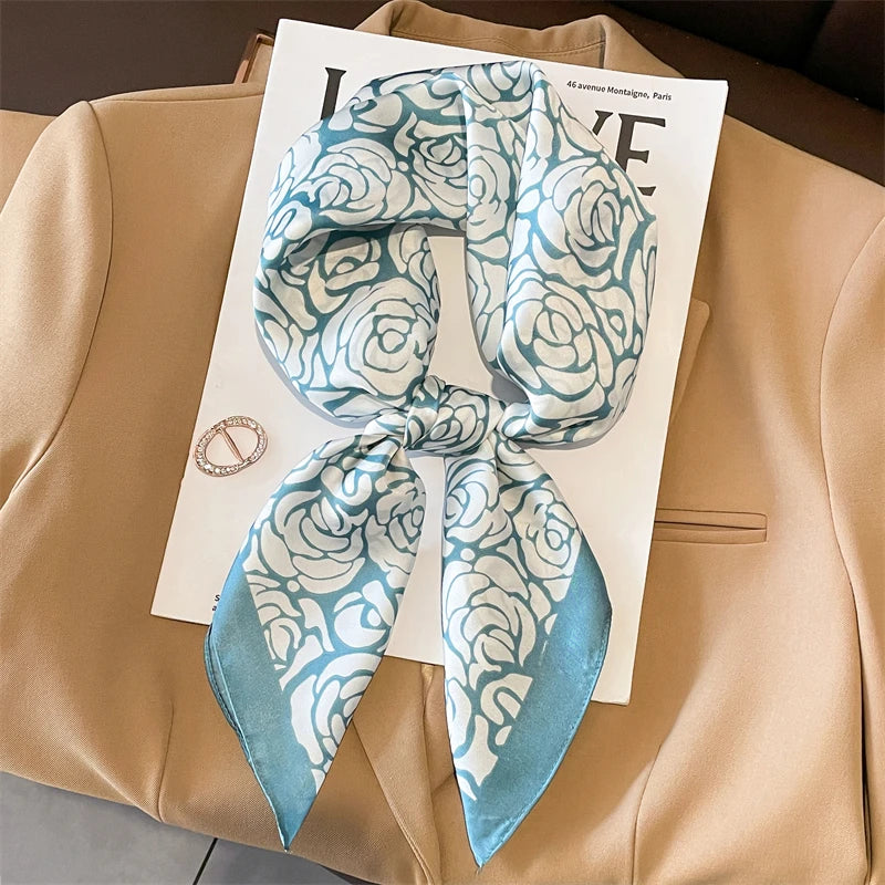 Luxury Silk Square Scarf - 70cm Satin Neck Tie  Hair Bandana for Women - ZOOMNSTORE