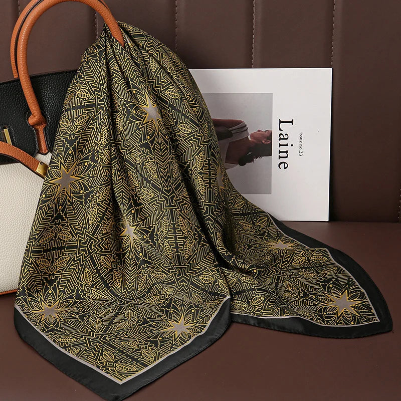 Luxury Silk Square Scarf - 70cm Satin Neck Tie  Hair Bandana for Women - ZOOMNSTORE