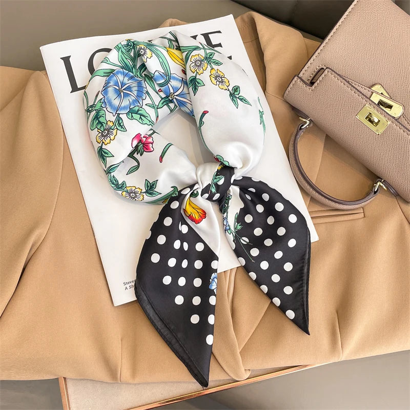 Luxury Silk Square Scarf - 70cm Satin Neck Tie  Hair Bandana for Women - ZOOMNSTORE