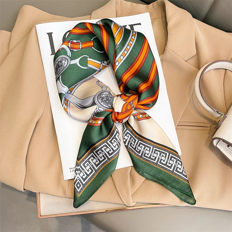 Luxury Silk Square Scarf - 70cm Satin Neck Tie  Hair Bandana for Women - ZOOMNSTORE