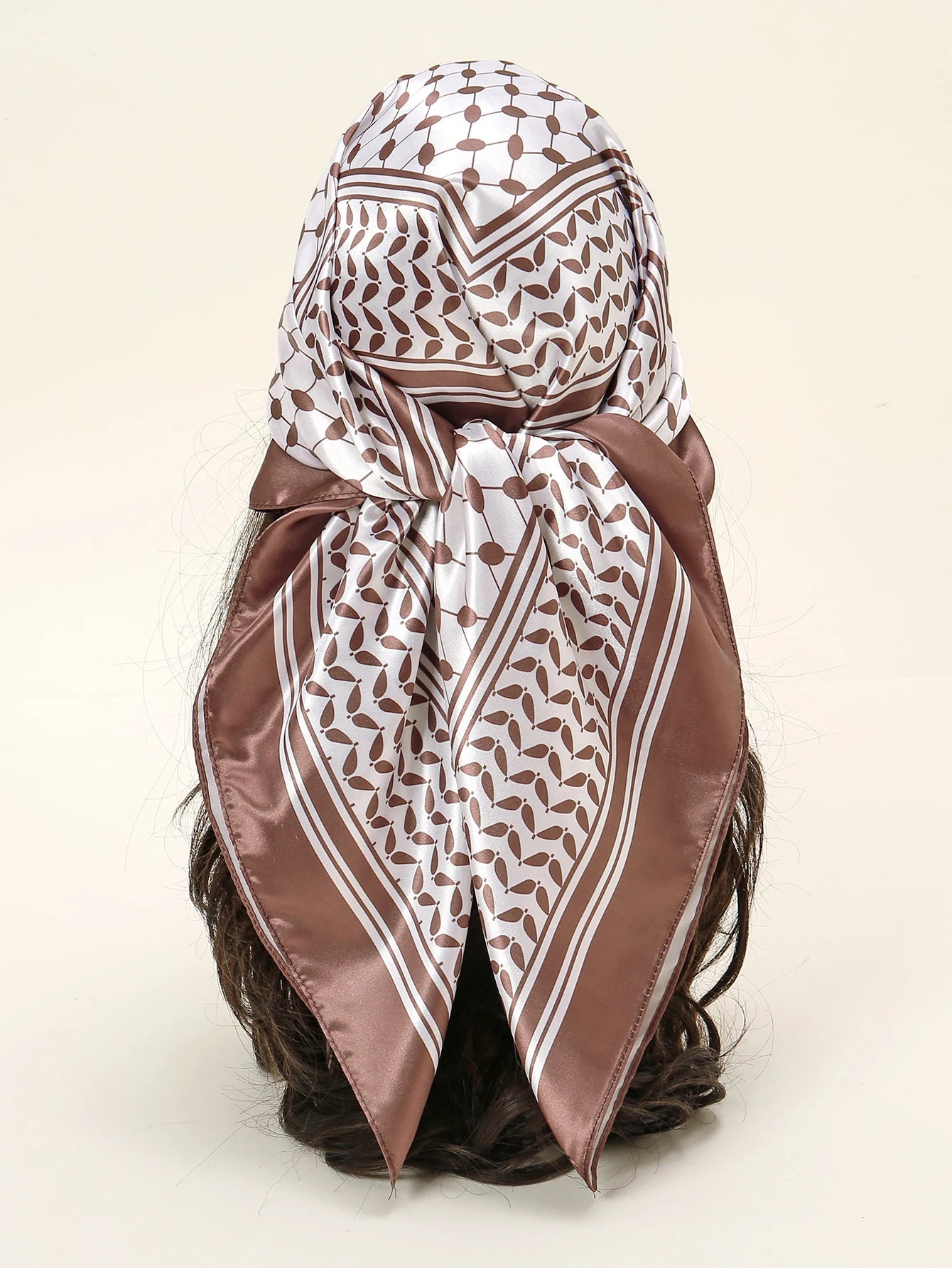 Silk Palestine Scarf - Printed Keffiyeh Hijab Small Square Bandana - ZOOMNSTORE