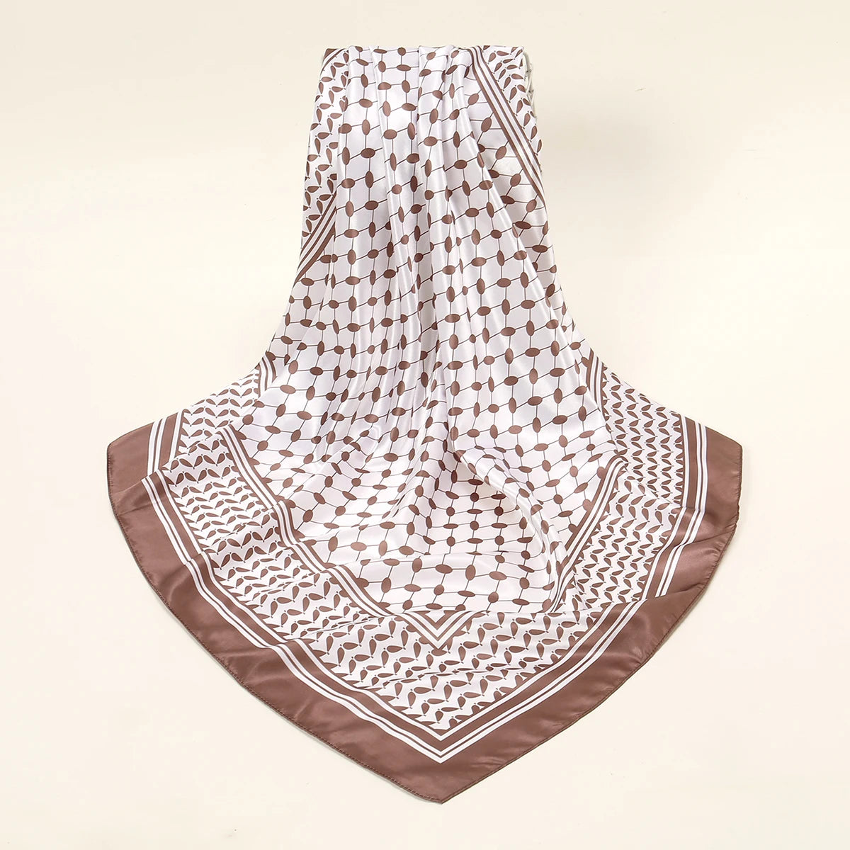 Silk Palestine Scarf - Printed Keffiyeh Hijab Small Square Bandana - ZOOMNSTORE