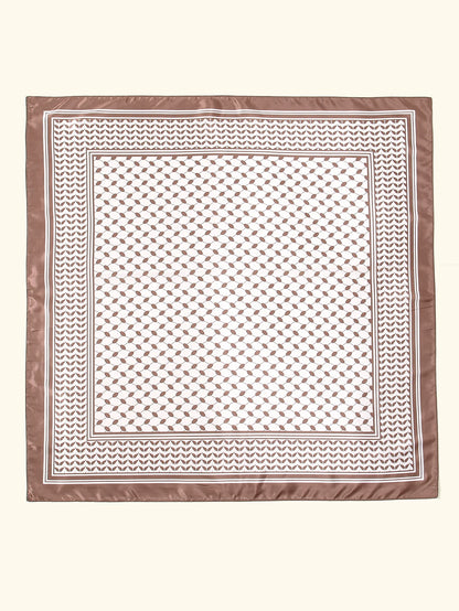 Silk Palestine Scarf - Printed Keffiyeh Hijab Small Square Bandana - ZOOMNSTORE