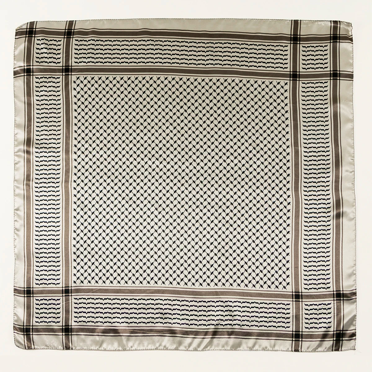 Silk Palestine Scarf - Printed Keffiyeh Hijab Small Square Bandana - ZOOMNSTORE