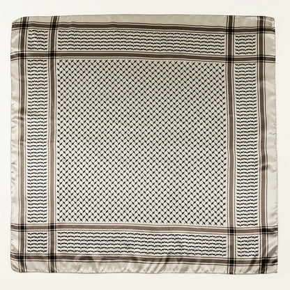 Silk Palestine Scarf - Printed Keffiyeh Hijab Small Square Bandana - ZOOMNSTORE