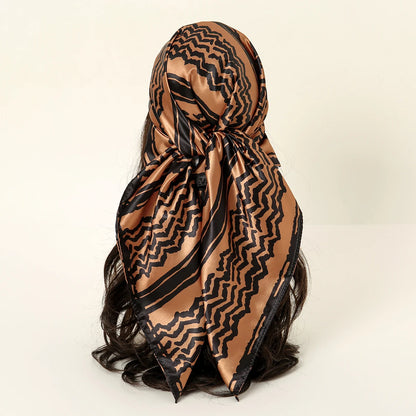 Silk Palestine Scarf - Printed Keffiyeh Hijab Small Square Bandana - ZOOMNSTORE