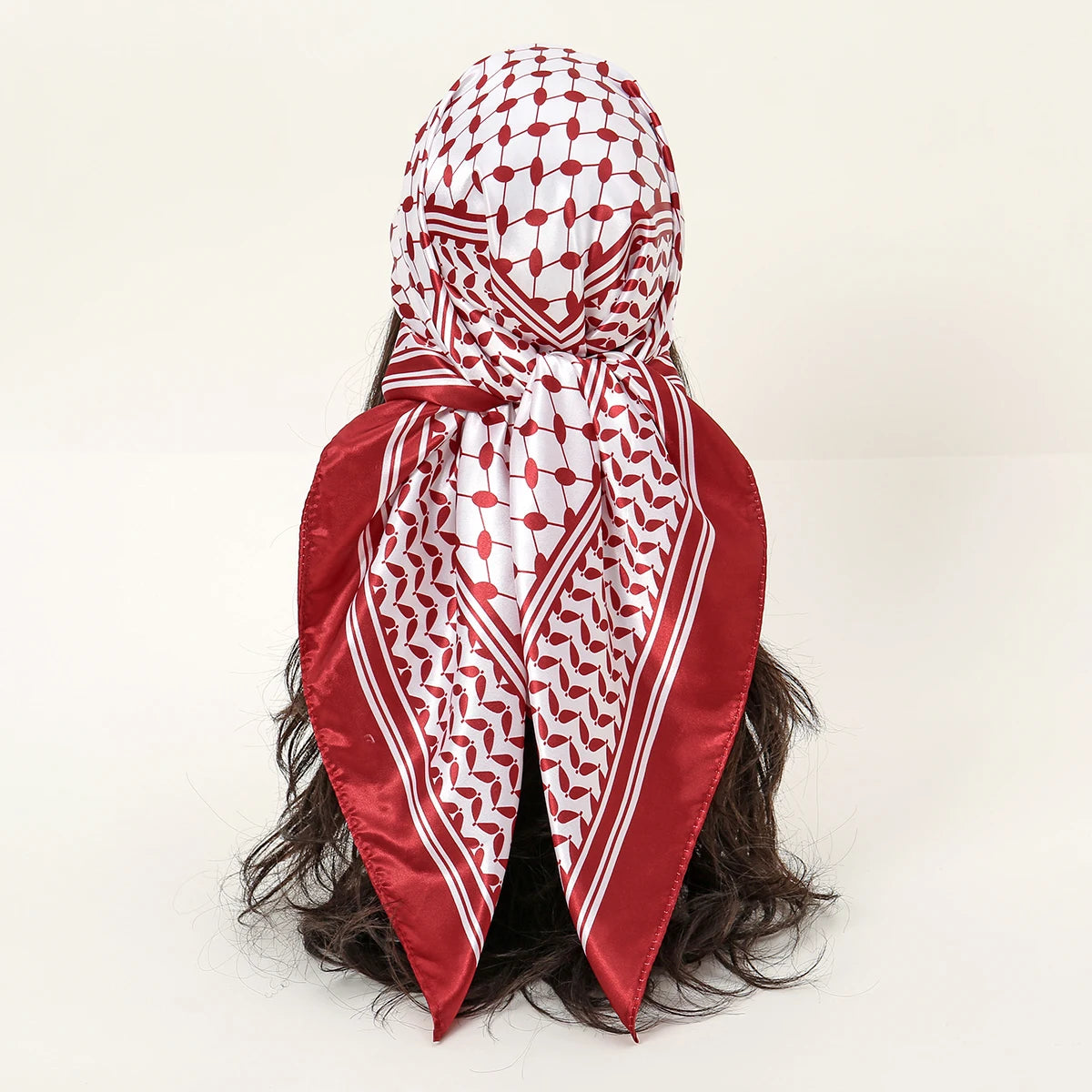Silk Palestine Scarf - Printed Keffiyeh Hijab Small Square Bandana - ZOOMNSTORE