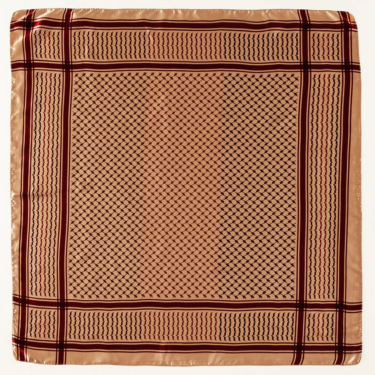 Silk Palestine Scarf - Printed Keffiyeh Hijab Small Square Bandana - ZOOMNSTORE