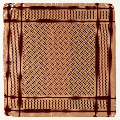 Silk Palestine Scarf - Printed Keffiyeh Hijab Small Square Bandana - ZOOMNSTORE