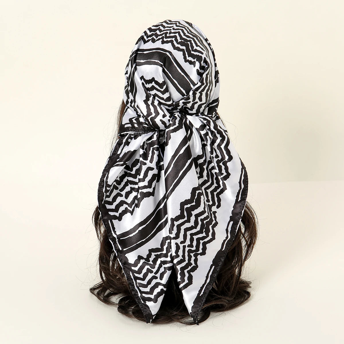 Silk Palestine Scarf - Printed Keffiyeh Hijab Small Square Bandana - ZOOMNSTORE