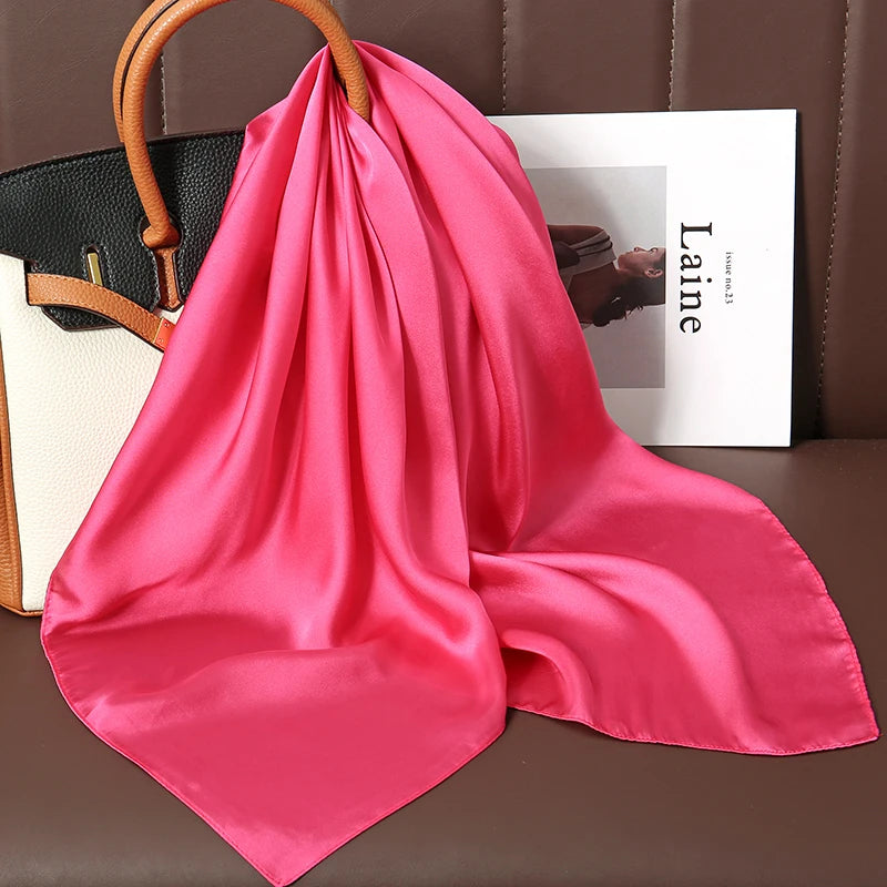 Luxury Silk Square Scarf - 21 Colors 70cm Neck Tie Shawl Womens Hair Bandana  Headscarf - ZOOMNSTORE