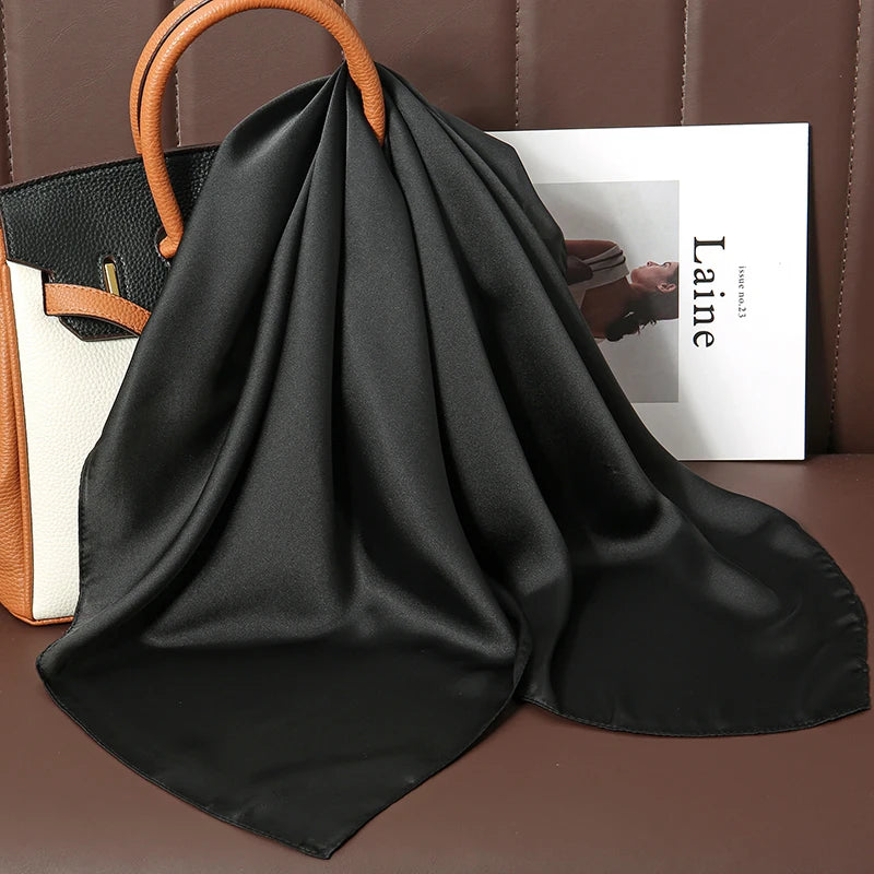 Luxury Silk Square Scarf - 21 Colors 70cm Neck Tie Shawl Womens Hair Bandana  Headscarf - ZOOMNSTORE