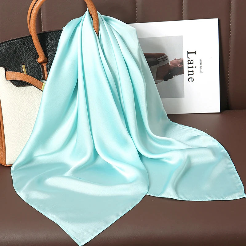 Luxury Silk Square Scarf - 21 Colors 70cm Neck Tie Shawl Womens Hair Bandana  Headscarf - ZOOMNSTORE