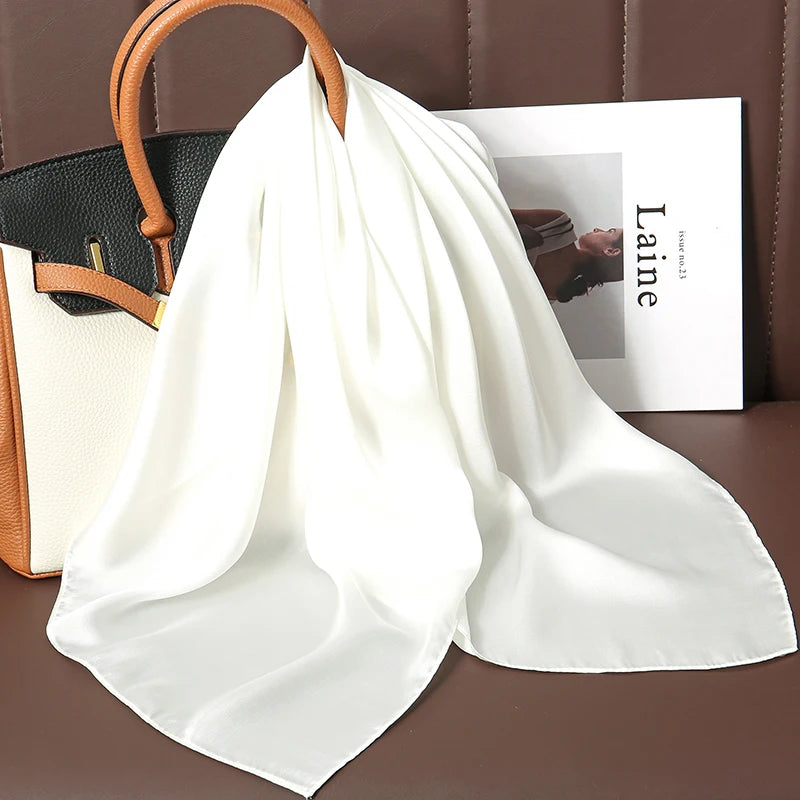 Luxury Silk Square Scarf - 21 Colors 70cm Neck Tie Shawl Womens Hair Bandana  Headscarf - ZOOMNSTORE