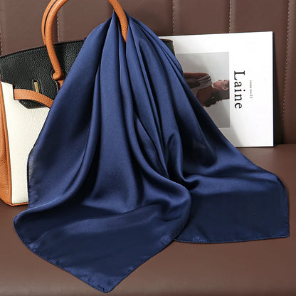 Luxury Silk Square Scarf - 21 Colors 70cm Neck Tie Shawl Womens Hair Bandana  Headscarf - ZOOMNSTORE