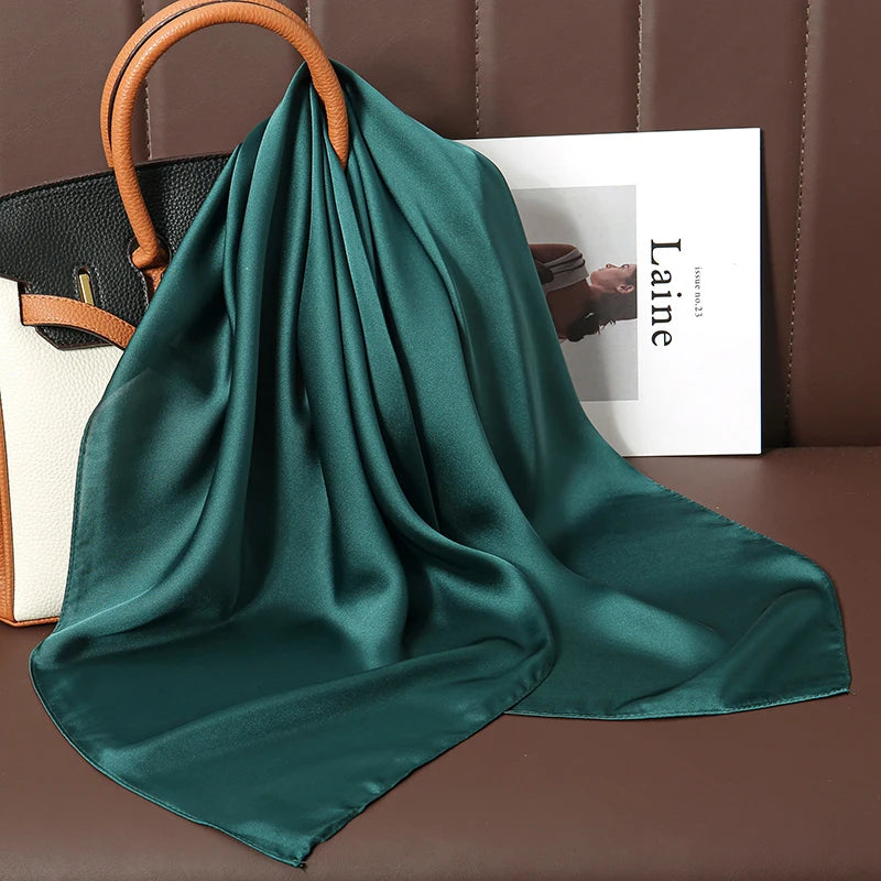 Luxury Silk Square Scarf - 21 Colors 70cm Neck Tie Shawl Womens Hair Bandana  Headscarf - ZOOMNSTORE