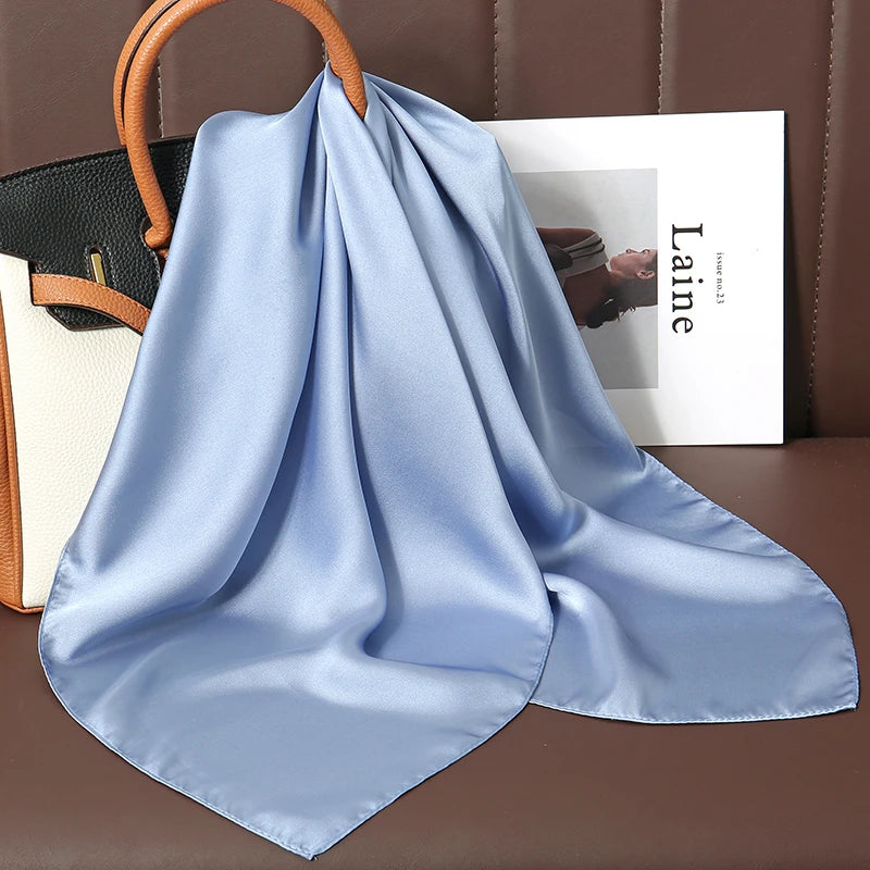 Luxury Silk Square Scarf - 21 Colors 70cm Neck Tie Shawl Womens Hair Bandana  Headscarf - ZOOMNSTORE