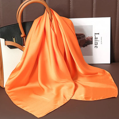 Luxury Silk Square Scarf - 21 Colors 70cm Neck Tie Shawl Womens Hair Bandana  Headscarf - ZOOMNSTORE