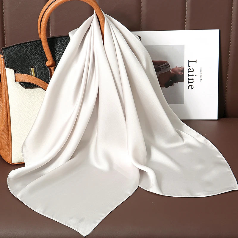 Luxury Silk Square Scarf - 21 Colors 70cm Neck Tie Shawl Womens Hair Bandana  Headscarf - ZOOMNSTORE
