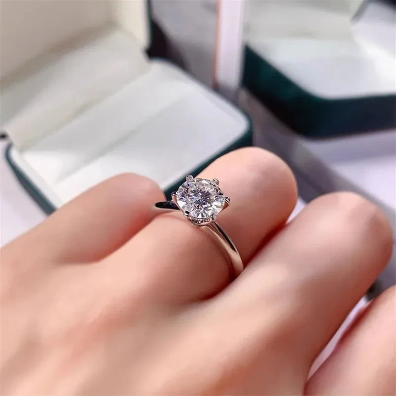 CC Wedding Rings For Women Silver Color 1ct 6 Claws Cubic Zirconia Engagement Propose Fashion Jewelry Accessories CC633 - ZOOMNSTORE