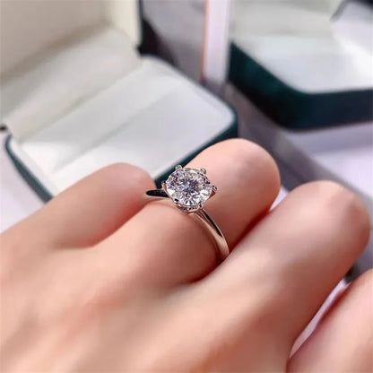 CC Wedding Rings For Women Silver Color 1ct 6 Claws Cubic Zirconia Engagement Propose Fashion Jewelry Accessories CC633 - ZOOMNSTORE