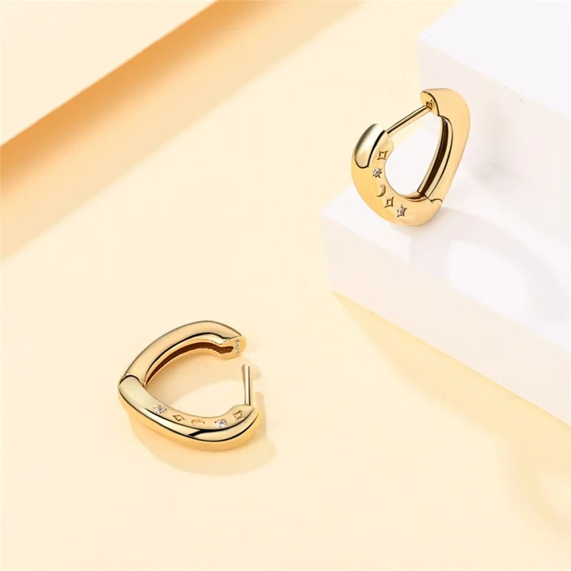 Silver Gold Pearl Earrings - 925 Sterling Silver Bee Star Moon Design Studs - ZOOMNSTORE