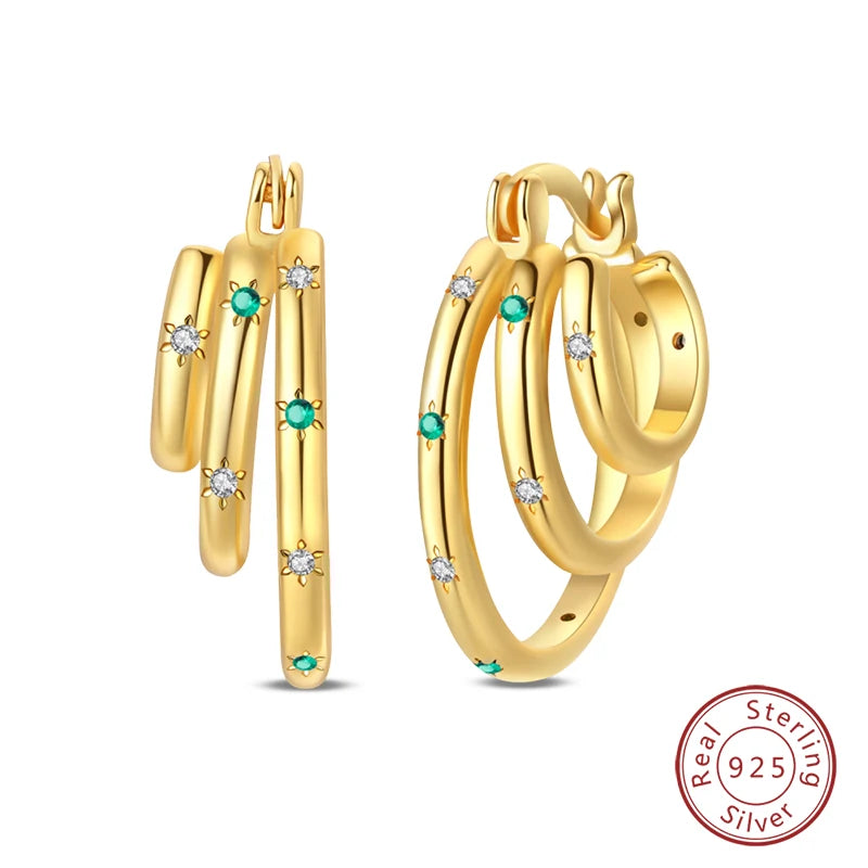 Silver Gold Pearl Earrings - 925 Sterling Silver Bee Star Moon Design Studs - ZOOMNSTORE