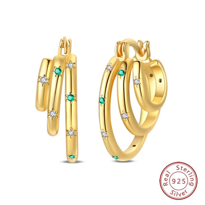 Silver Gold Pearl Earrings - 925 Sterling Silver Bee Star Moon Design Studs - ZOOMNSTORE