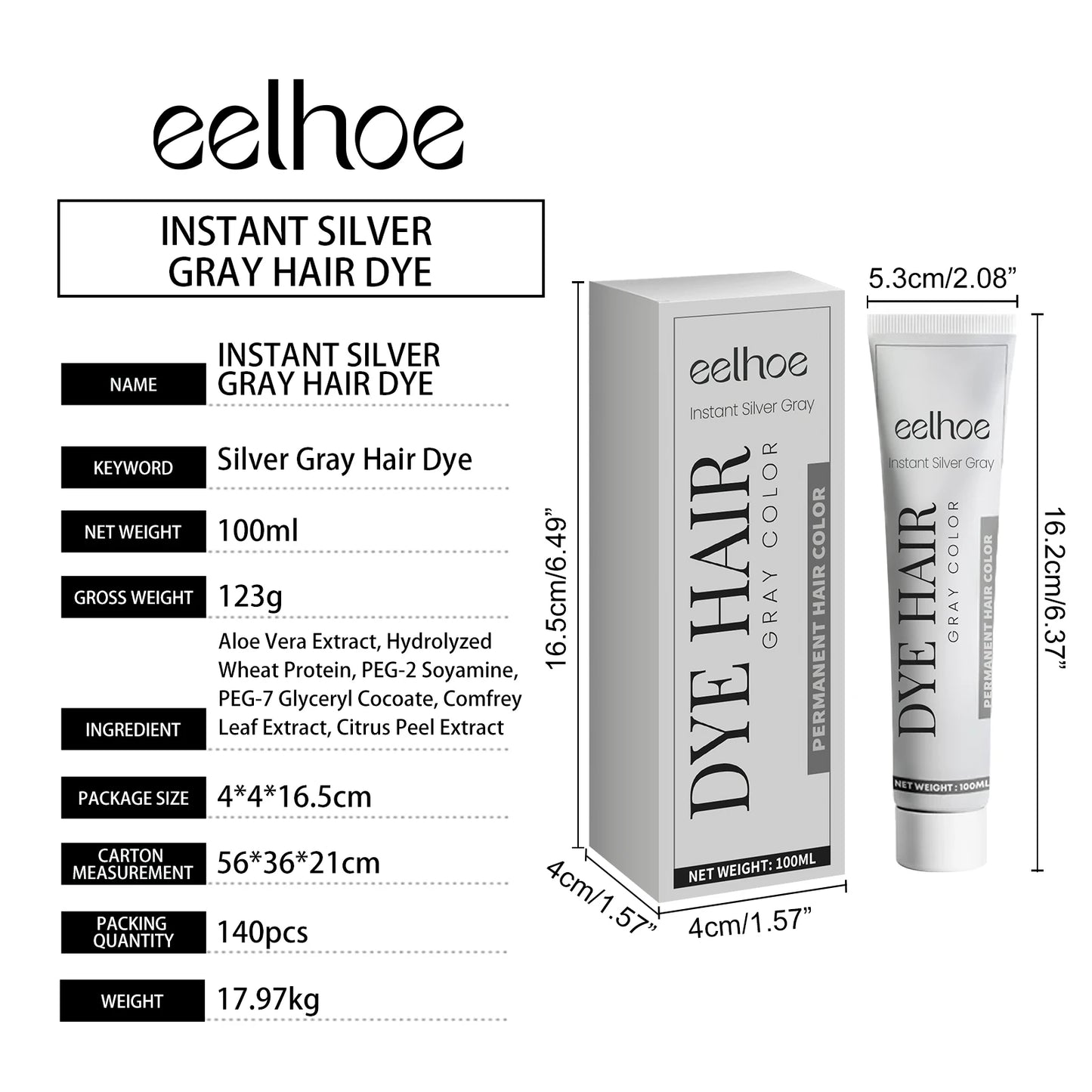 Silver Grey Hair Dye Cream - Smoky Punk DIY Color No Damage Long-lasting - ZOOMNSTORE