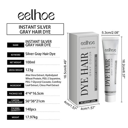 Silver Grey Hair Dye Cream - Smoky Punk DIY Color No Damage Long-lasting - ZOOMNSTORE