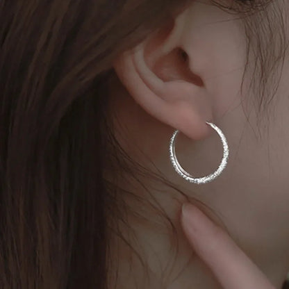 Silver Hoop Earrings – 925 Silver Needle Circle Charm Piercing Jewelry for Women - ZOOMNSTORE