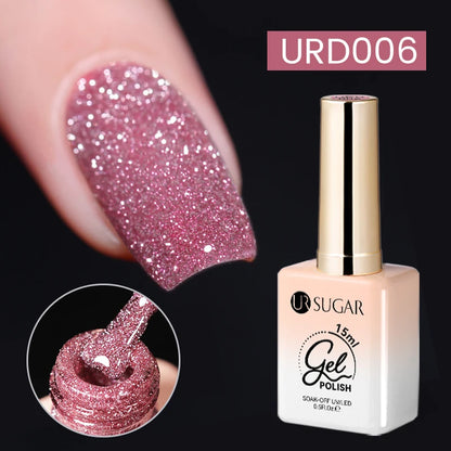 Silver Reflective Nail Gel Polish - 15ml Shining Glitter Soak Off UV Gel for Nail Art - ZOOMNSTORE