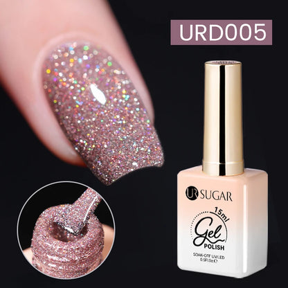Silver Reflective Nail Gel Polish - 15ml Shining Glitter Soak Off UV Gel for Nail Art - ZOOMNSTORE
