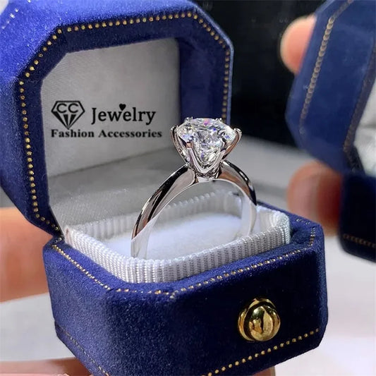 CC Wedding Rings For Women Silver Color 1ct 6 Claws Cubic Zirconia Engagement Propose Fashion Jewelry Accessories CC633 - ZOOMNSTORE