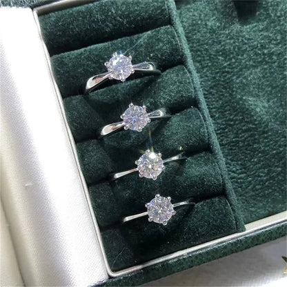 CC Wedding Rings For Women Silver Color 1ct 6 Claws Cubic Zirconia Engagement Propose Fashion Jewelry Accessories CC633 - ZOOMNSTORE