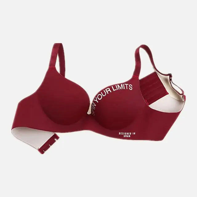 Simplicity Letters Printed Bra Sexy Deep V Thin Women's Lingerie Seamless Cup Surface Bralette No steel rings gather Brassiere - ZOOMNSTORE