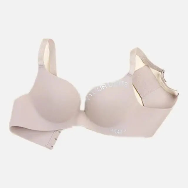 Simplicity Letters Printed Bra Sexy Deep V Thin Women's Lingerie Seamless Cup Surface Bralette No steel rings gather Brassiere - ZOOMNSTORE