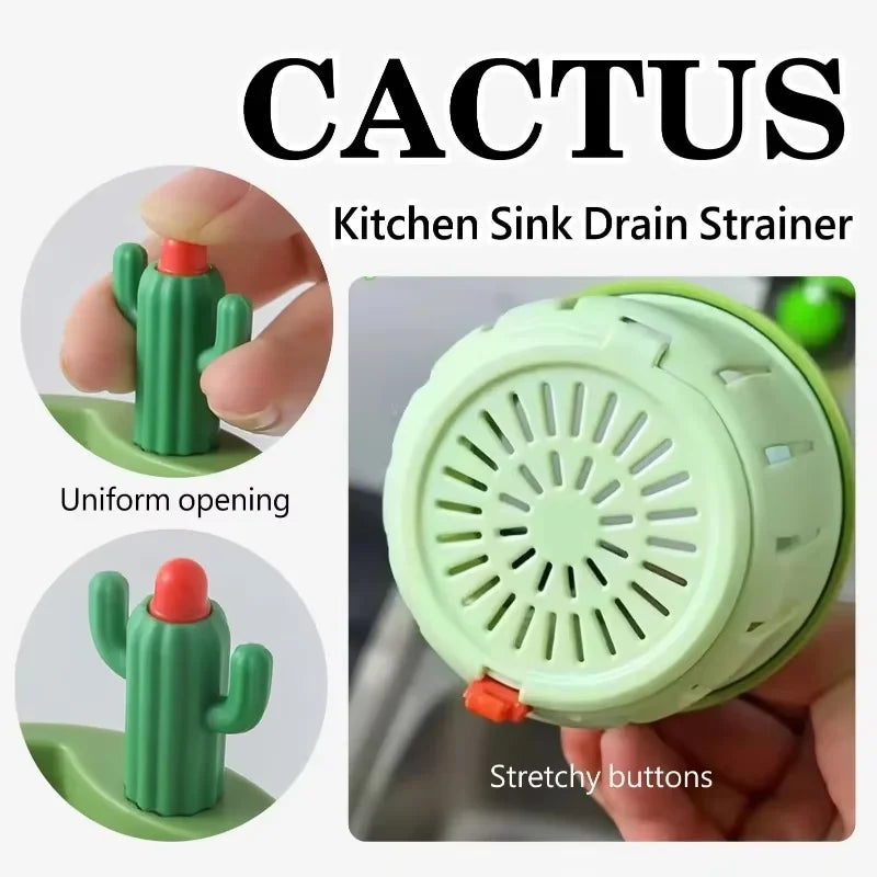 Sink Drain Strainer - Cactus Design Kitchen Filter with Automatic Dumping Basket - ZOOMNSTORE