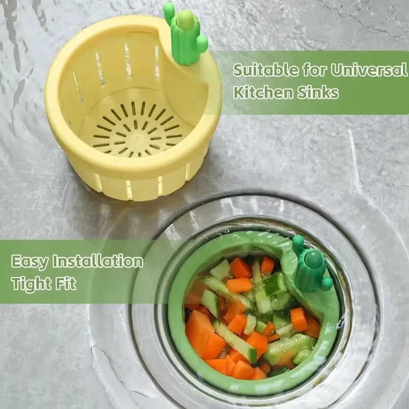 Sink Drain Strainer - Cactus Design Kitchen Filter with Automatic Dumping Basket - ZOOMNSTORE