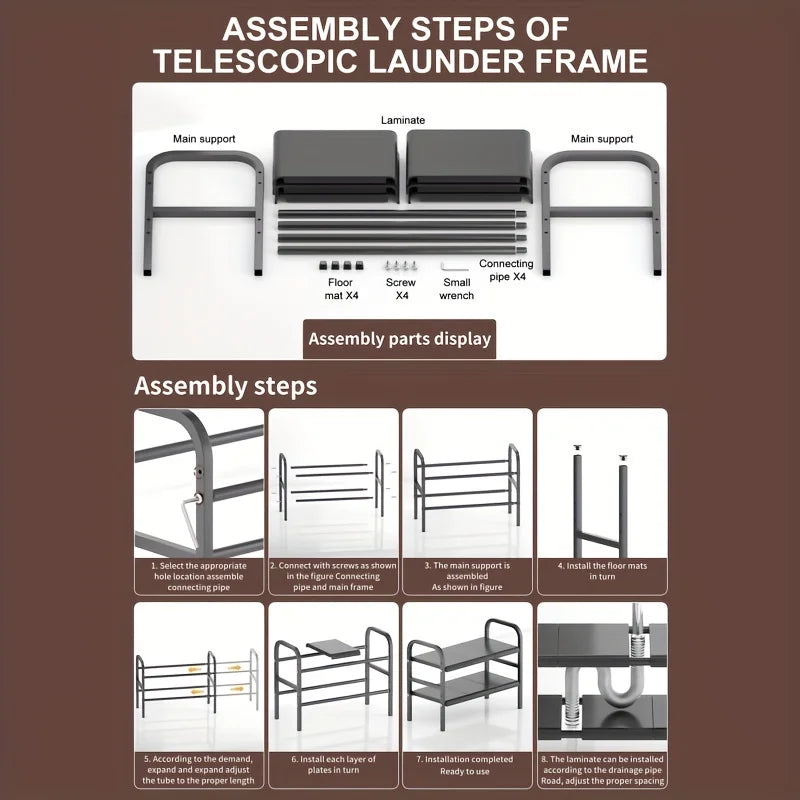Expandable Under-Sink Organizer Set - Multi-Use Storage Rack for Kitchen  Bathroom - ZOOMNSTORE