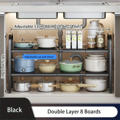 Expandable Under-Sink Organizer Set - Multi-Use Storage Rack for Kitchen  Bathroom - ZOOMNSTORE